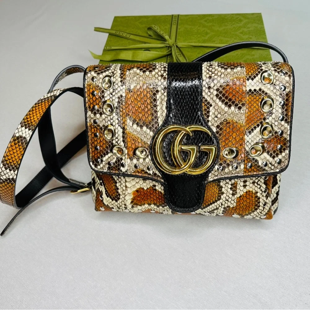 ๐๏ธ๐๏ธ GUCCI ARLI EMBELLISHED PYTHON SHOULDER BAG ๐ฅ๐ฅ RARE ๐ฅ๐ฅ - Picture 13 of 16